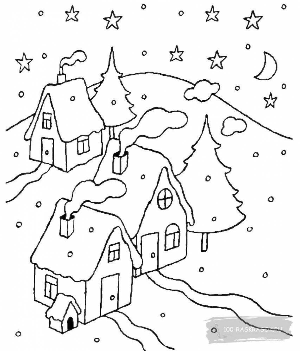 Раскраска чудесный снежный дом