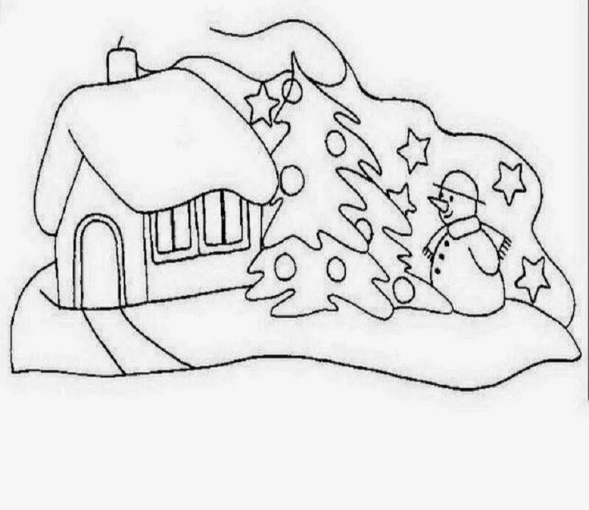 Adorable snow house coloring page