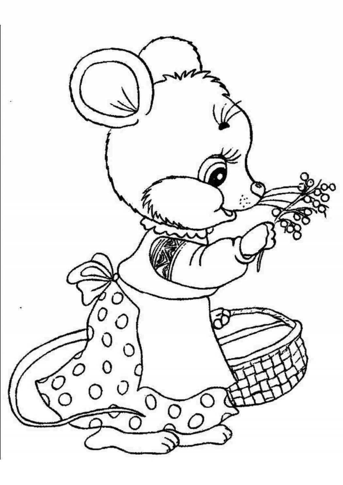 Colorful mouse coloring page