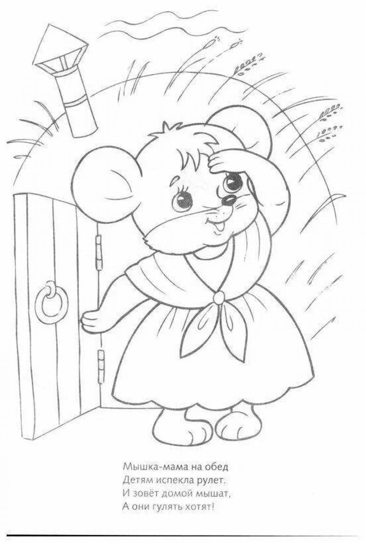 Coloring playful mouse norushka