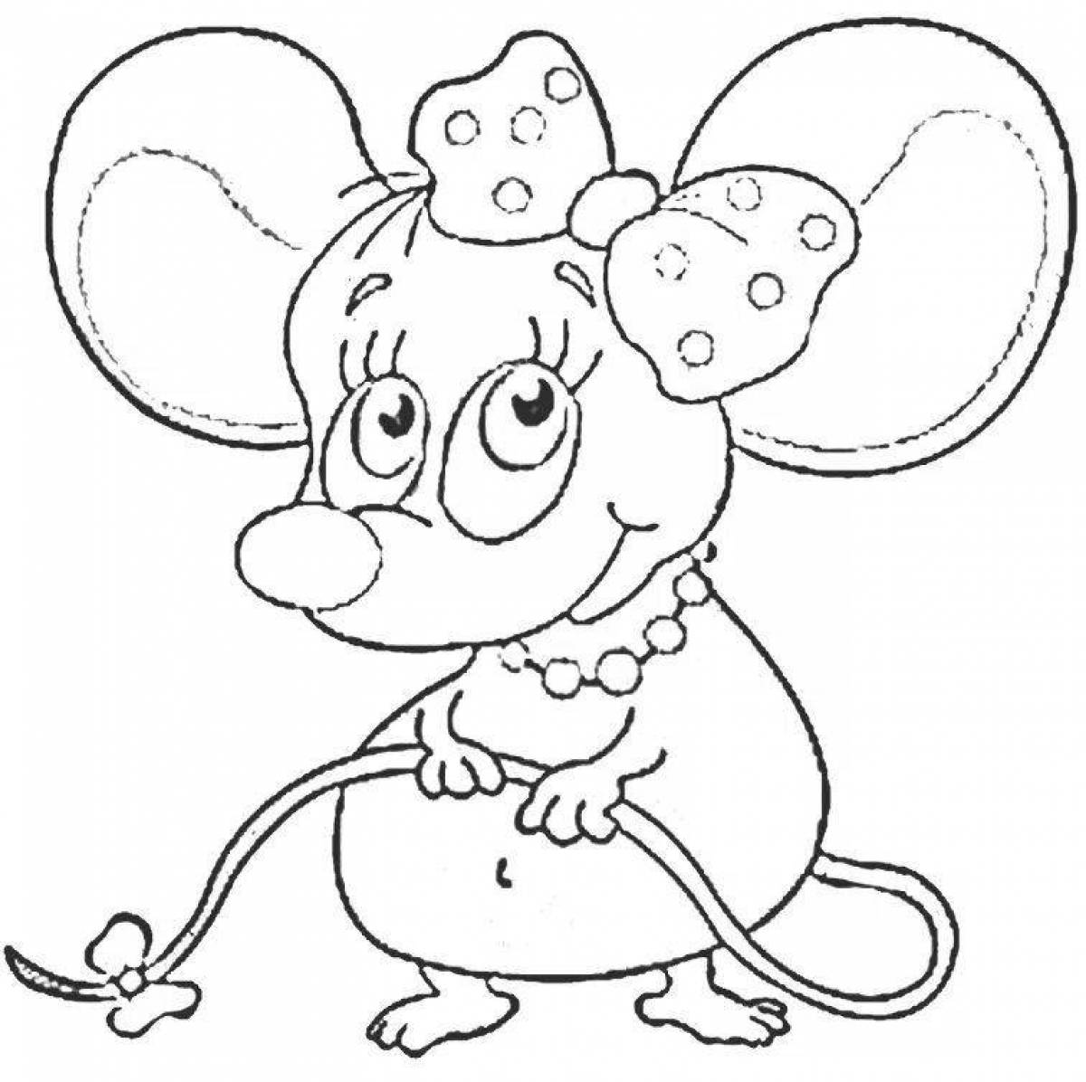 Coloring page charming little mouse