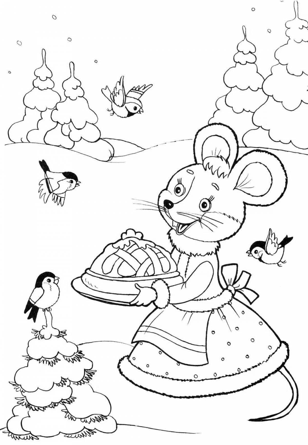 Funny mouse norushka coloring book
