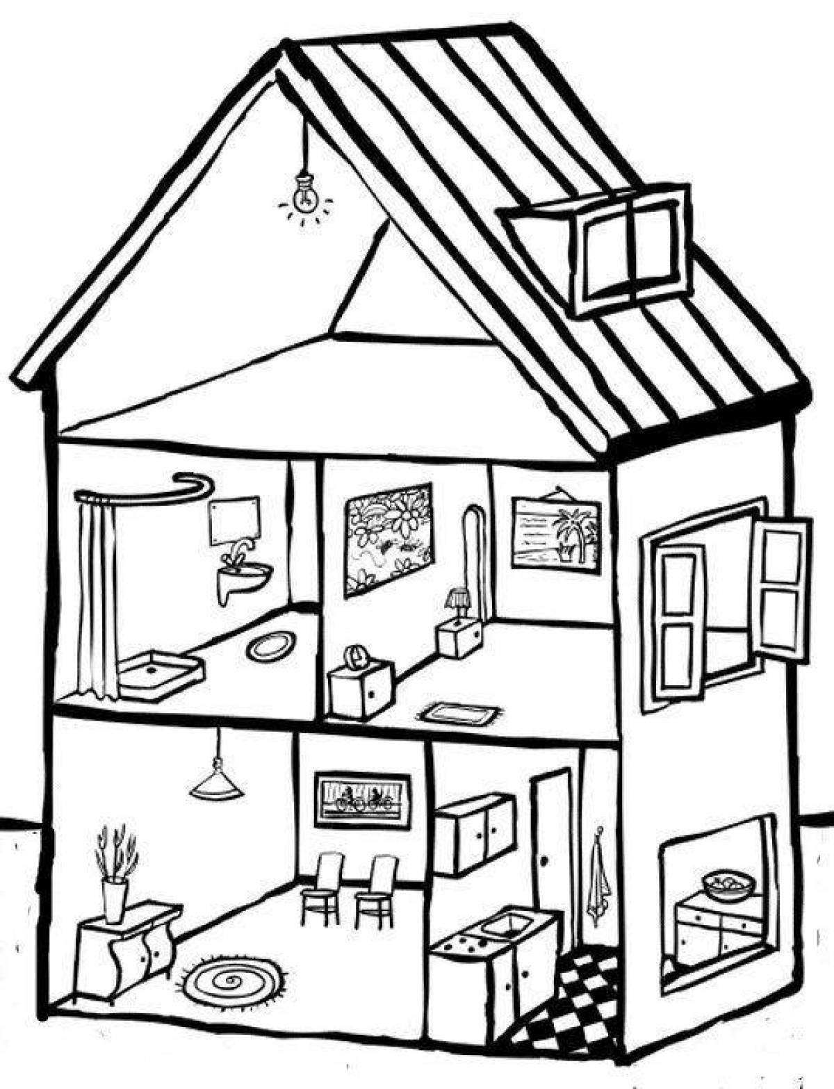 Great dollhouse coloring book