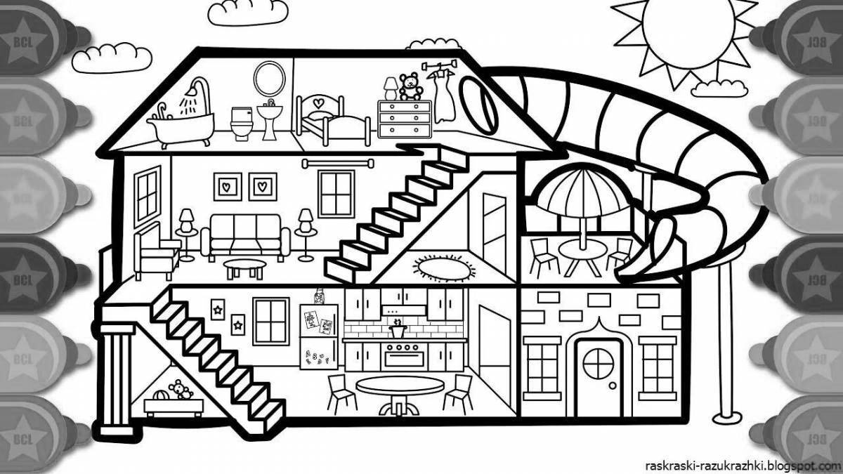 Gorgeous dollhouse coloring book
