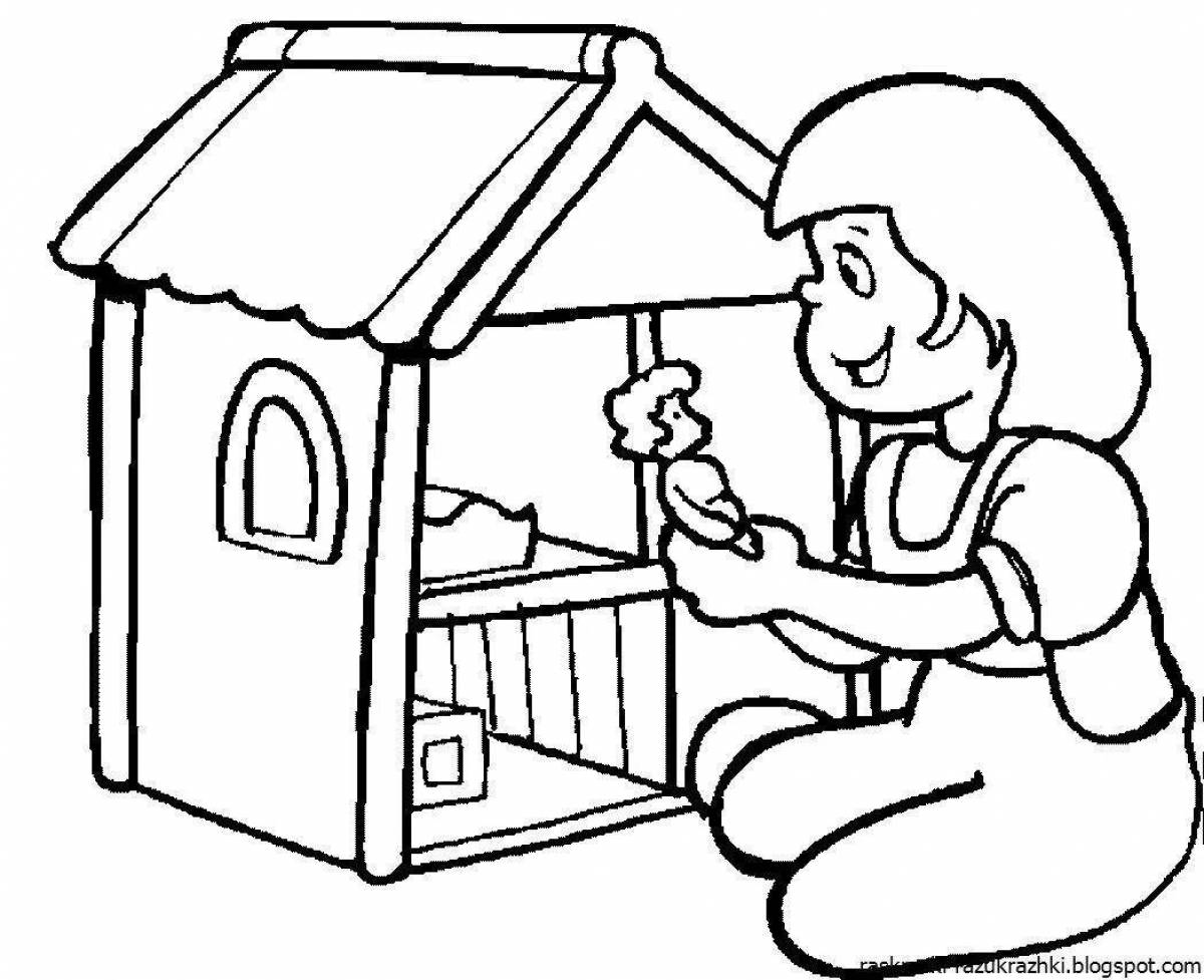 Exquisite dollhouse coloring book