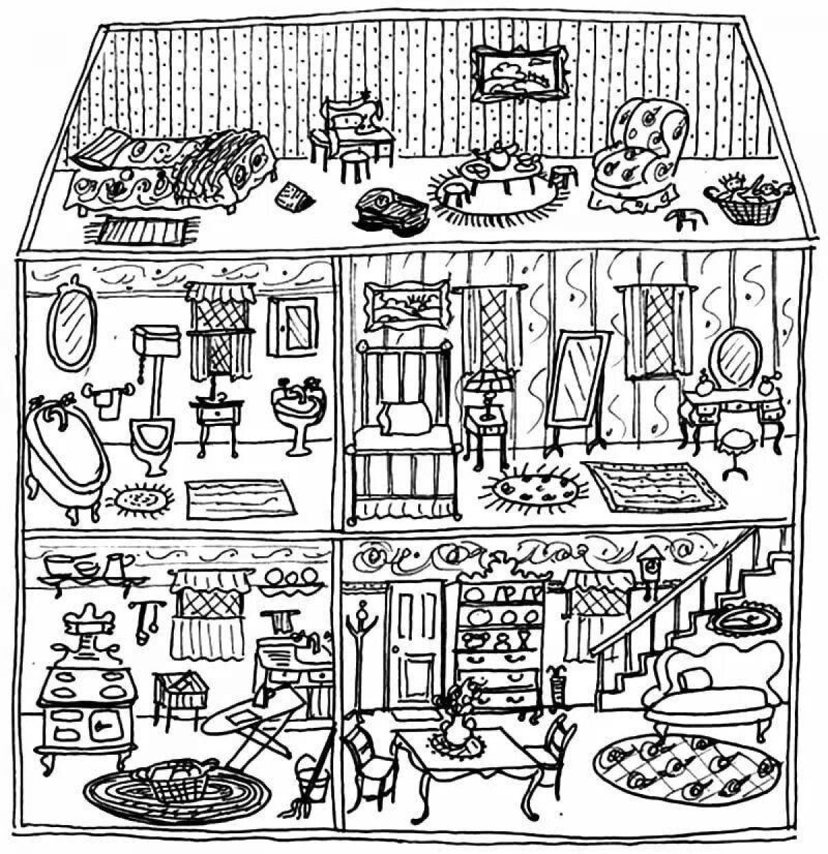 Awesome dollhouse coloring page