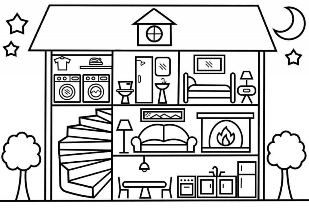 Exotic dollhouse coloring book