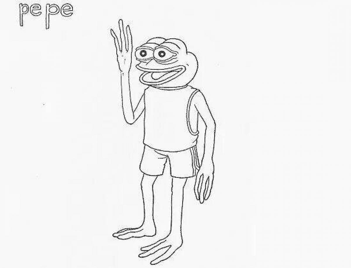 Colorful pepe the frog coloring page