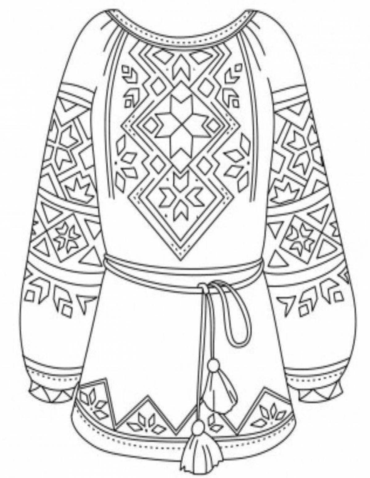 Coloring page festive belarusian costume