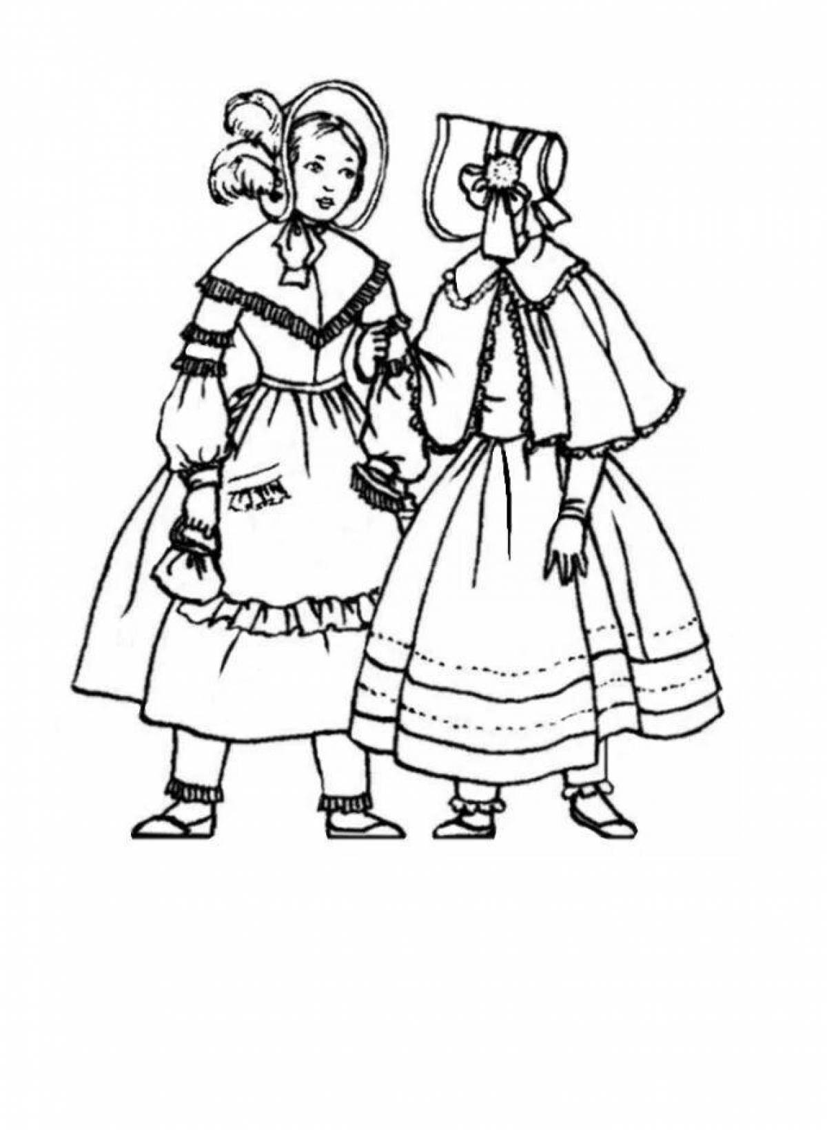 Coloring book shining belarusian costume