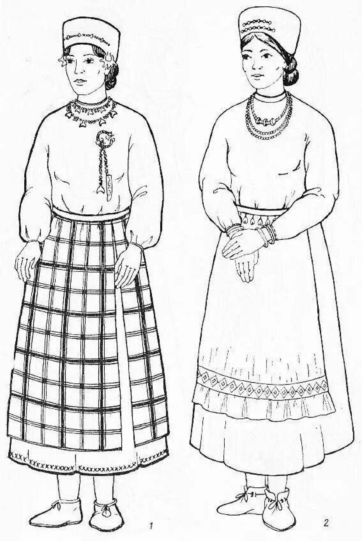 Coloring book glowing Belarusian costume