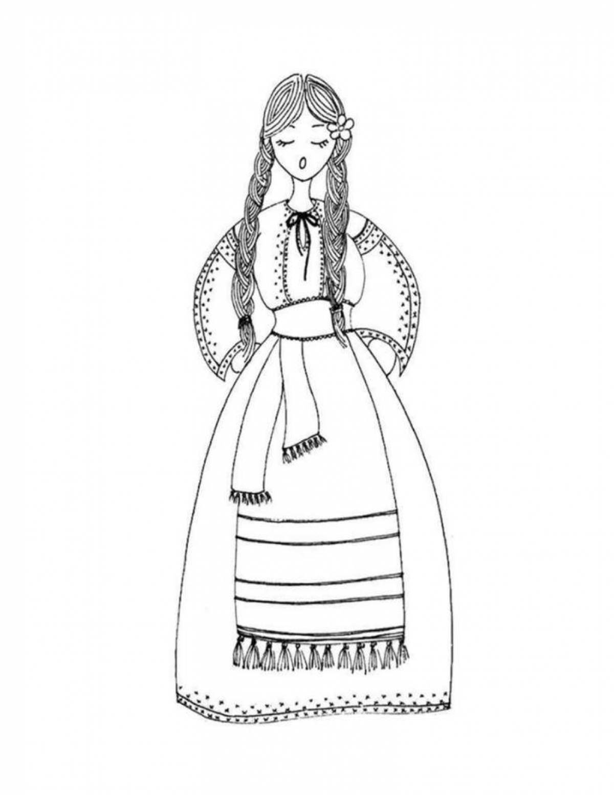 Coloring rich belarusian costume