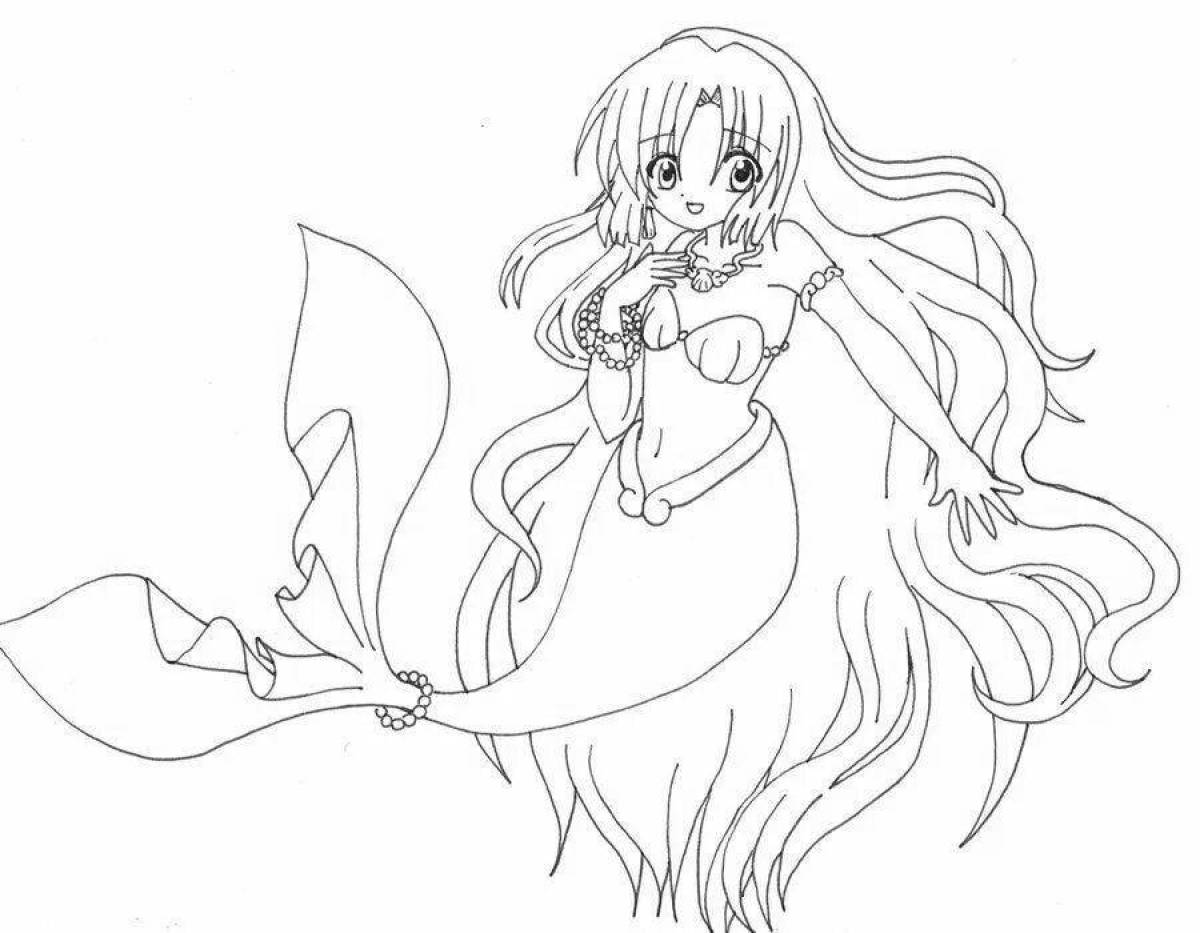 Majestic coloring anime mermaid