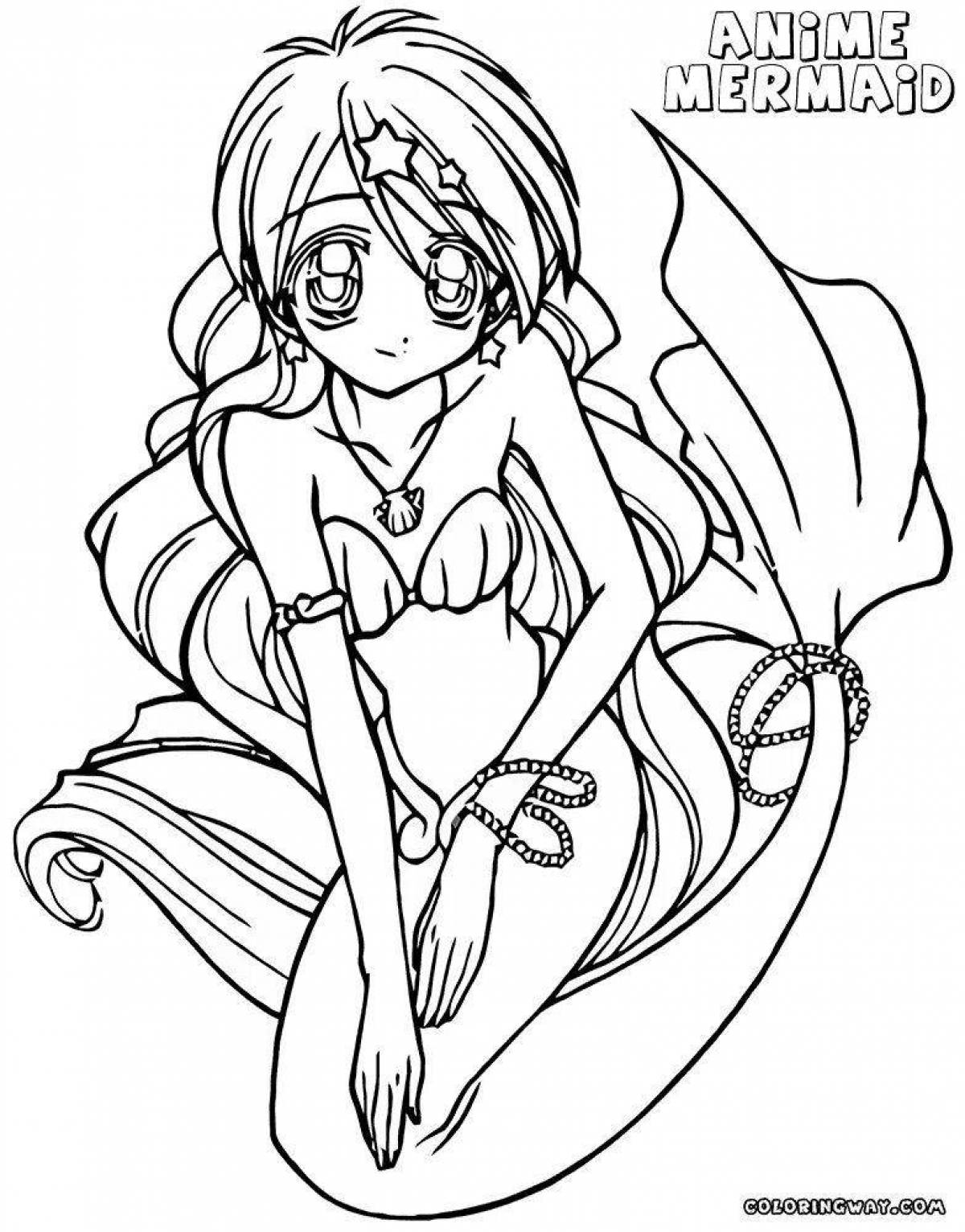 Exquisite coloring anime mermaid
