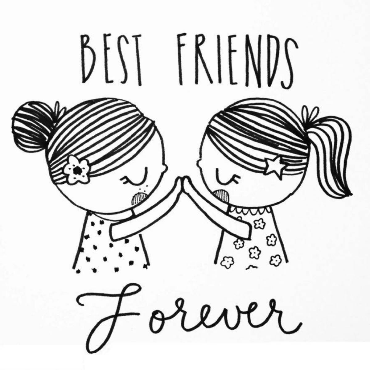Blessed two friends coloring page