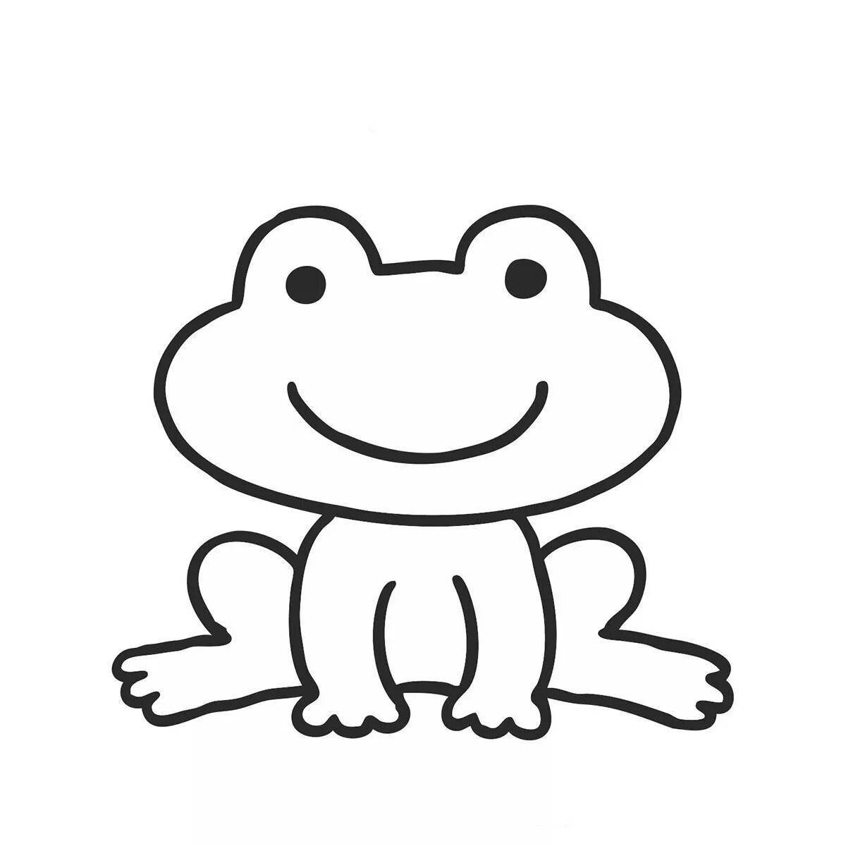 Радостная милая лягушка-раскраска