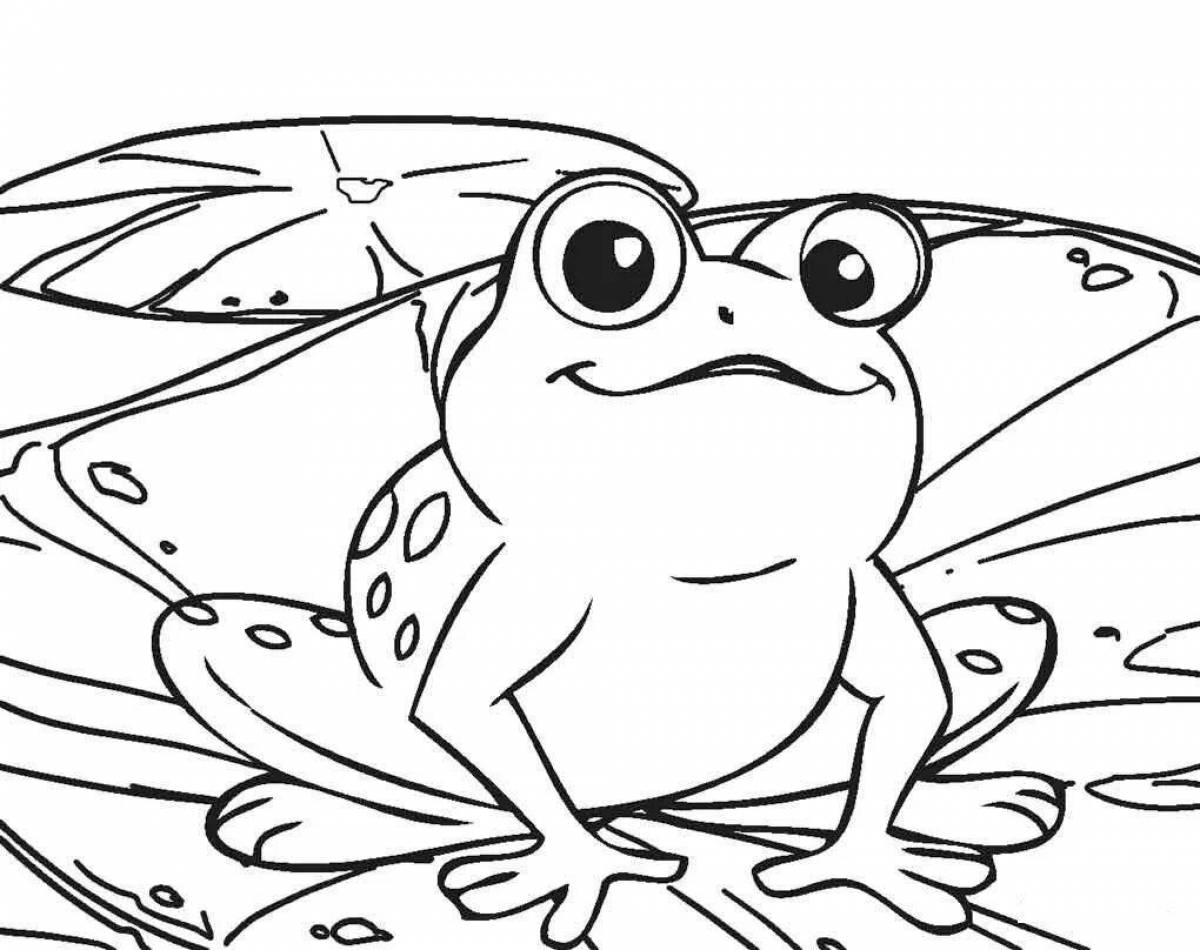 Coloring book smiling cute frog