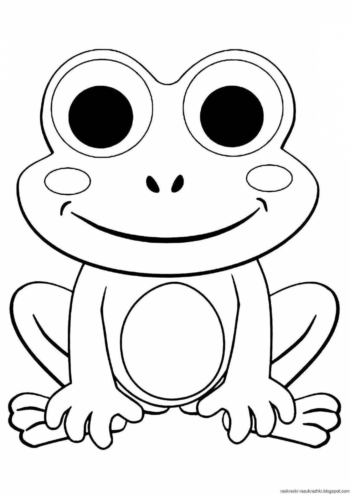 Coloring page of happy cute frog