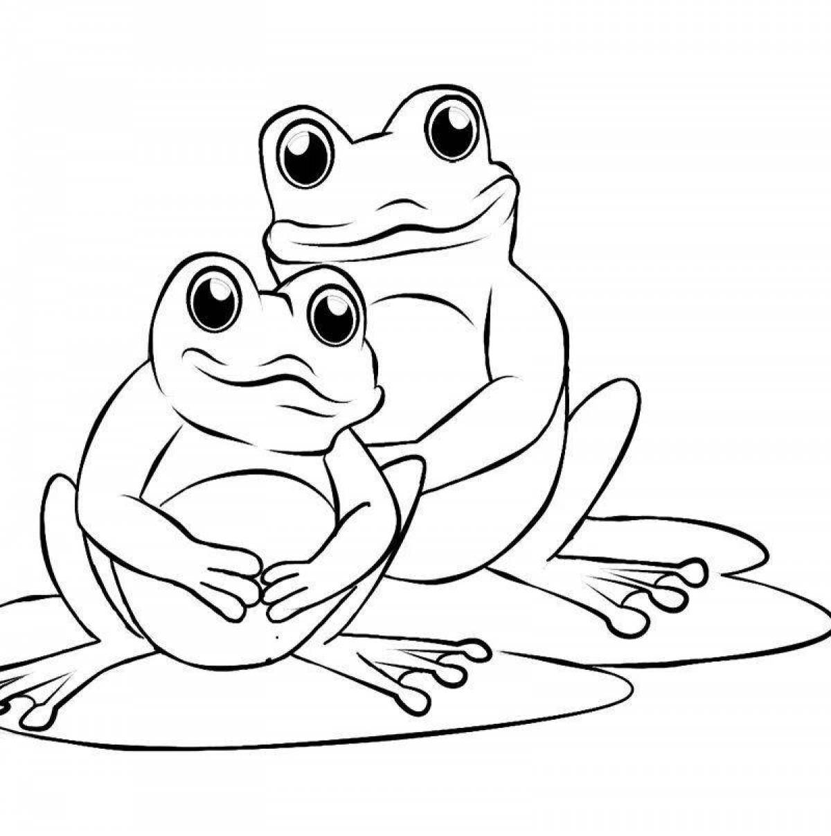 Smiling cute frog coloring book