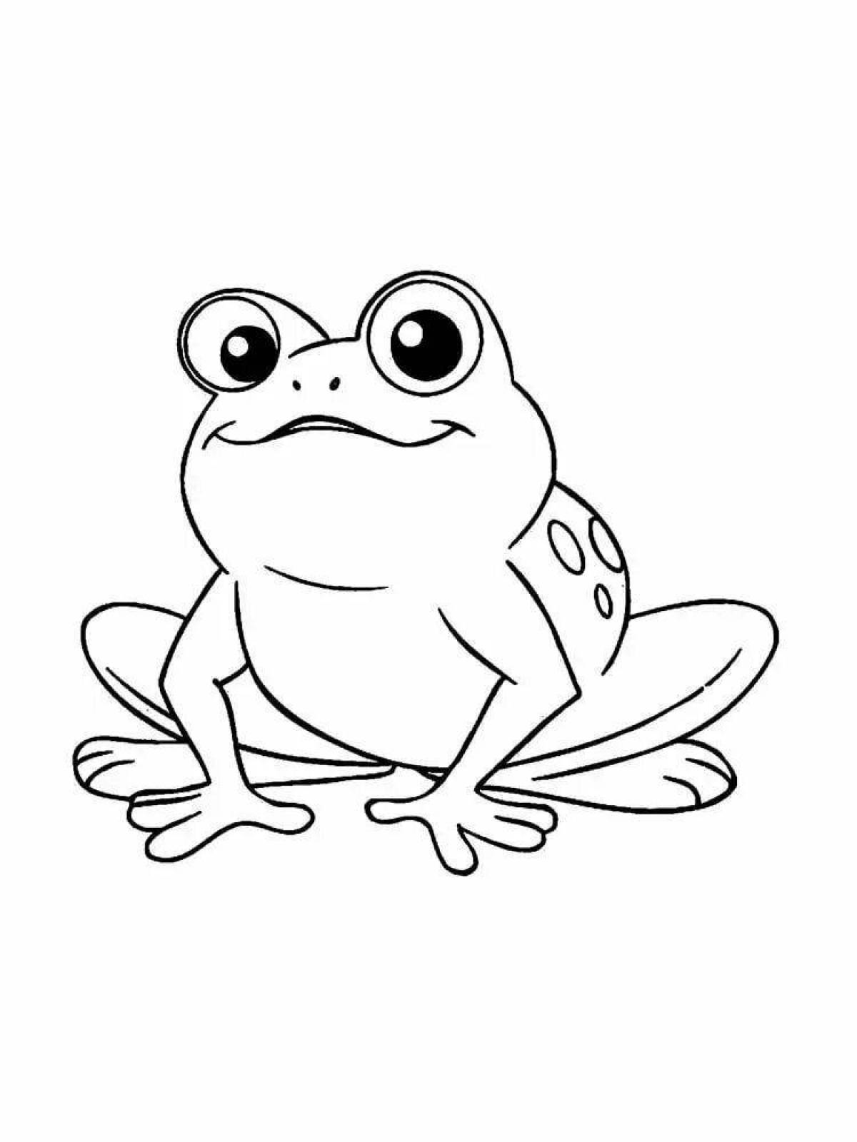 Coloring page glowing cute frog