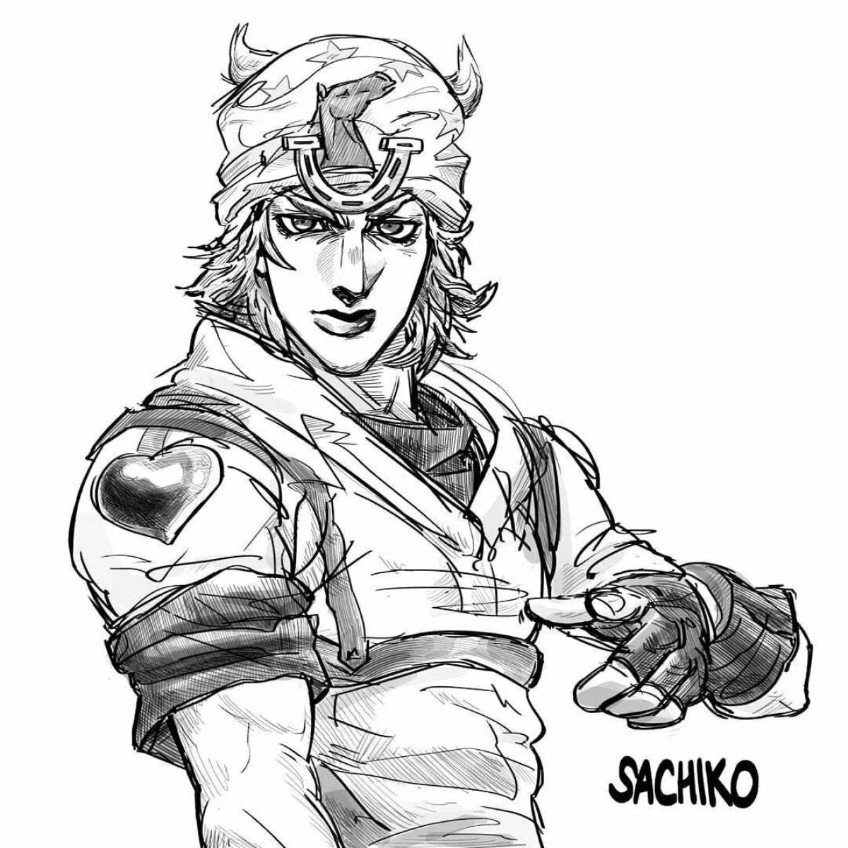 Colorful johnny joestar coloring page