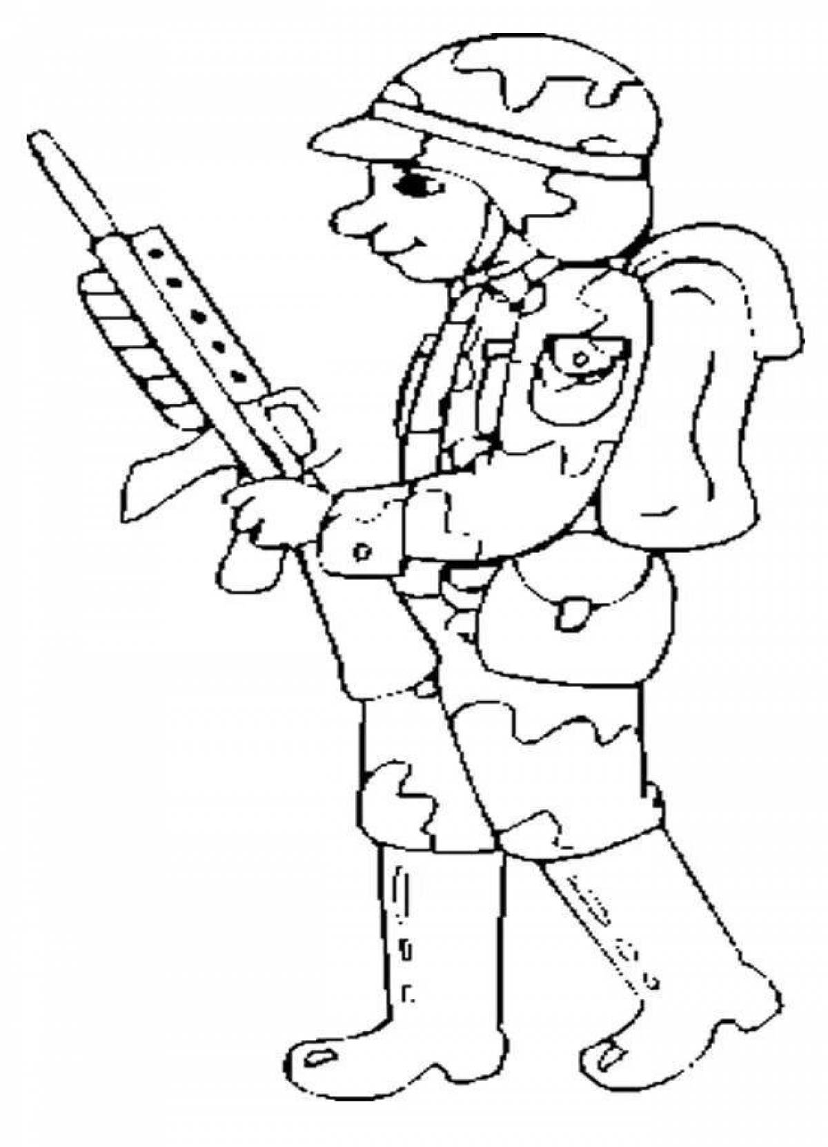 Animated soldier coloring book for children