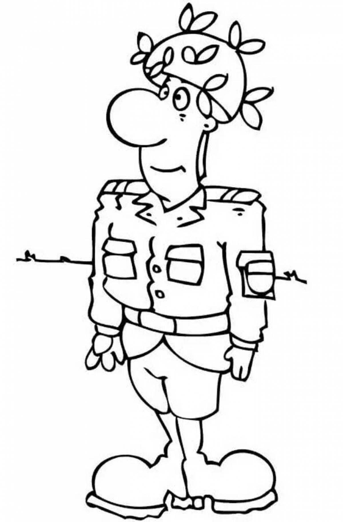 Charming soldier coloring book for kids