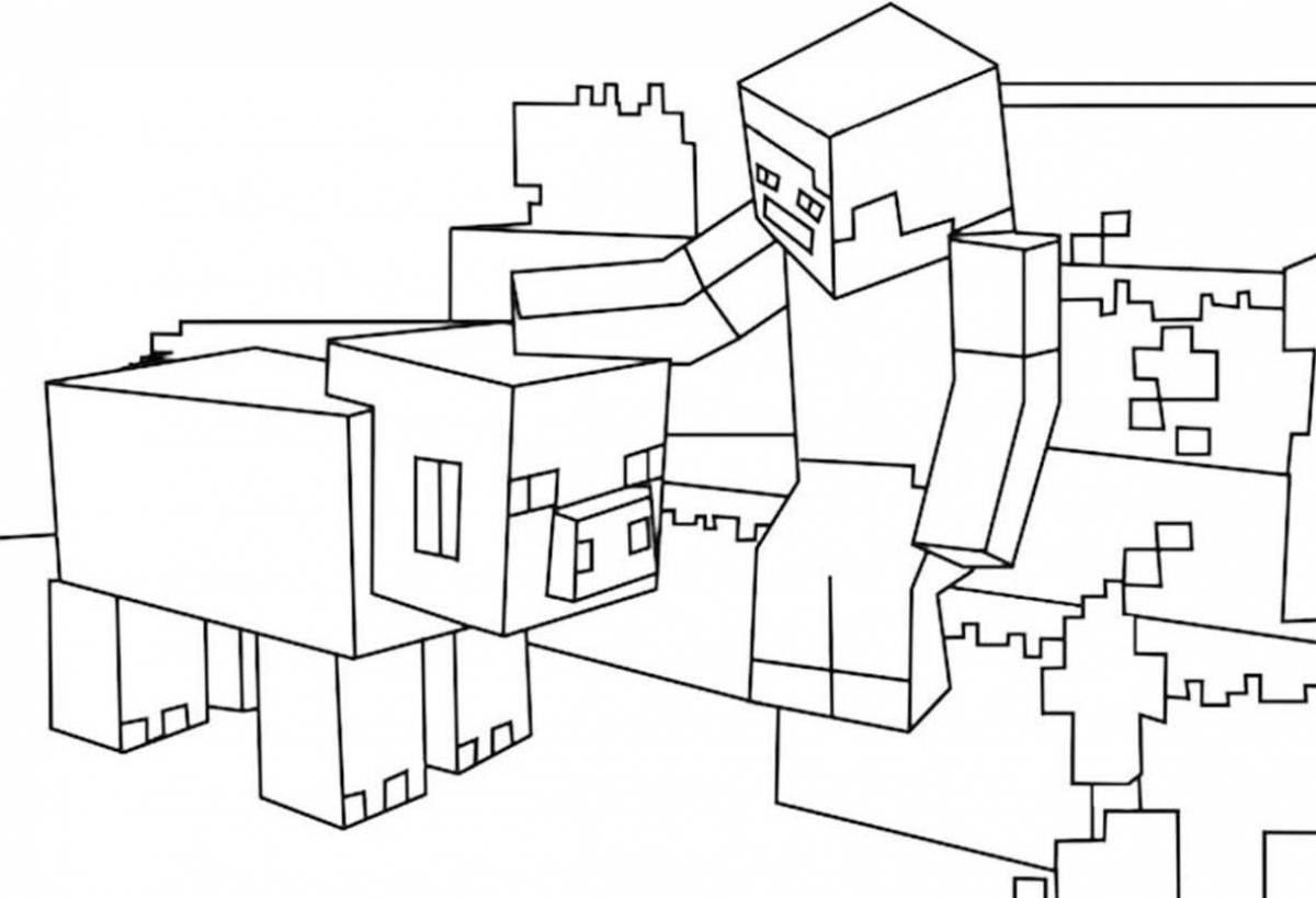 Playful minecraft cool coloring page