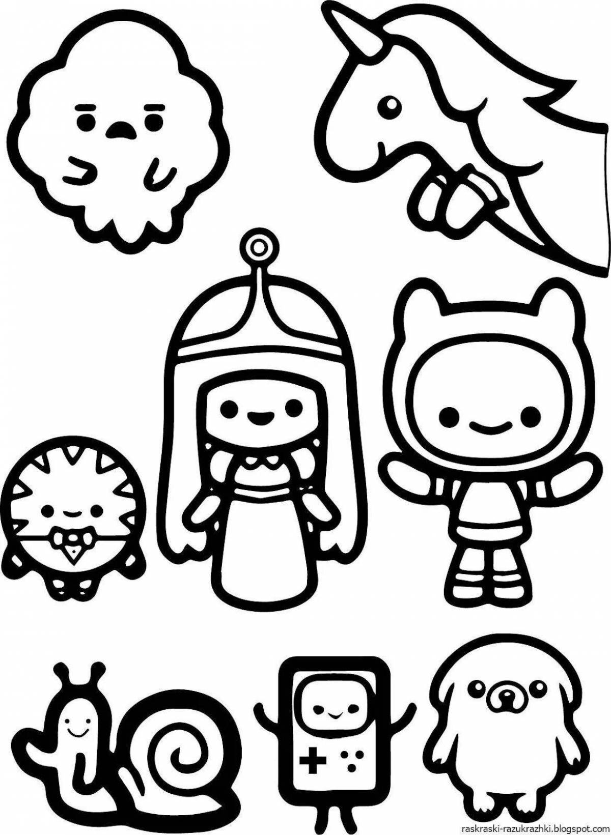 Colorful coloring cute stickers