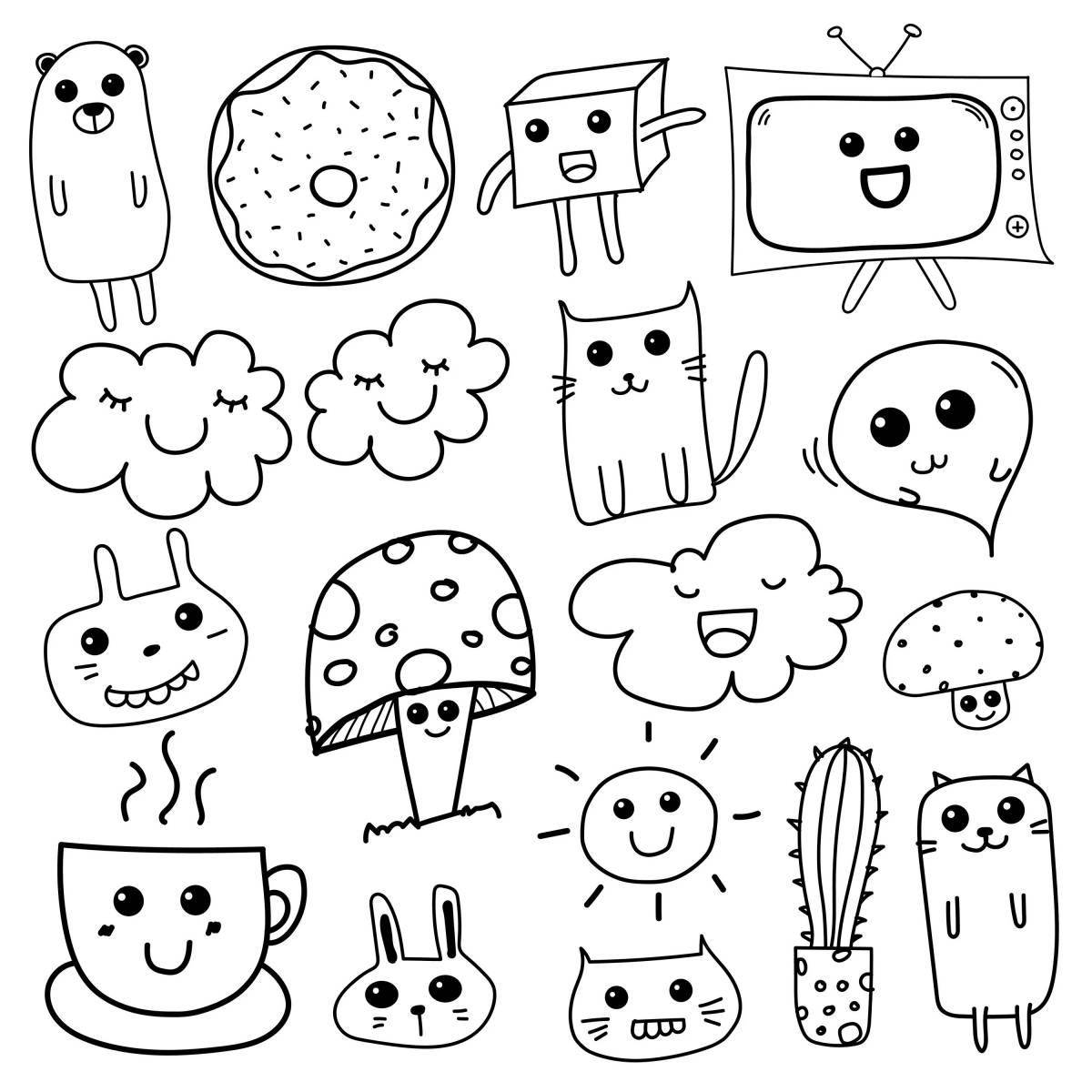 Nostalgic coloring pages cute stickers