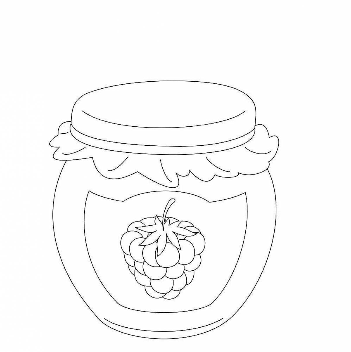 Coloring juicy jar of jam