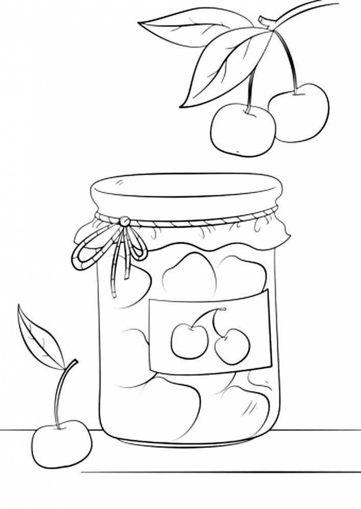 Coloring page inviting jar of jam