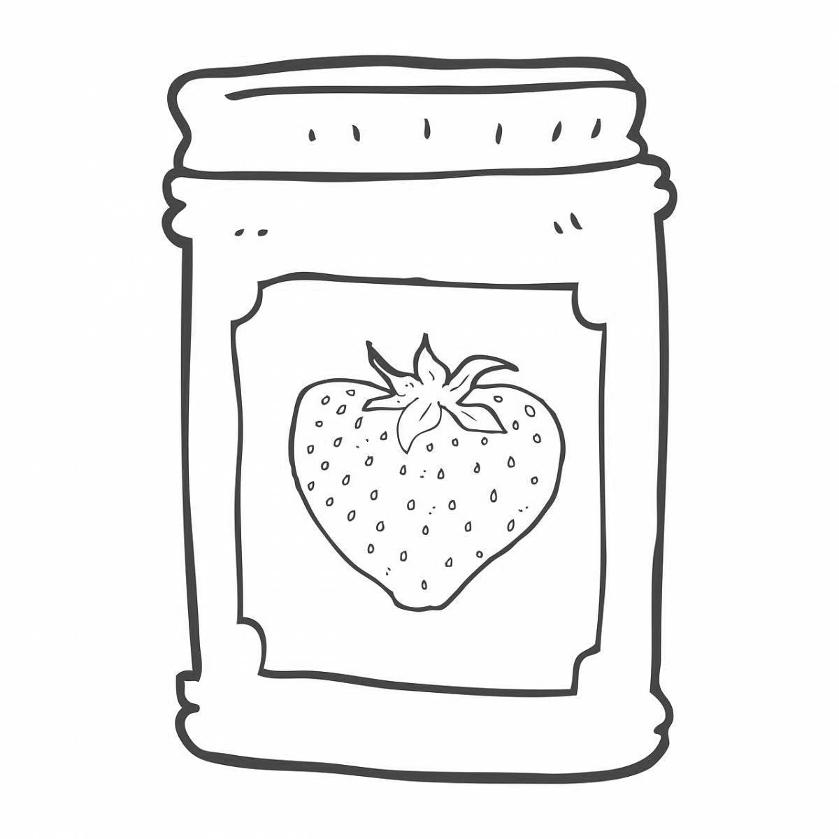 Playful jar of jam coloring page