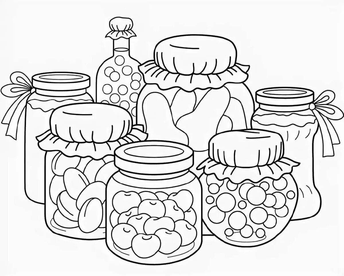 Glowing jam jar coloring page