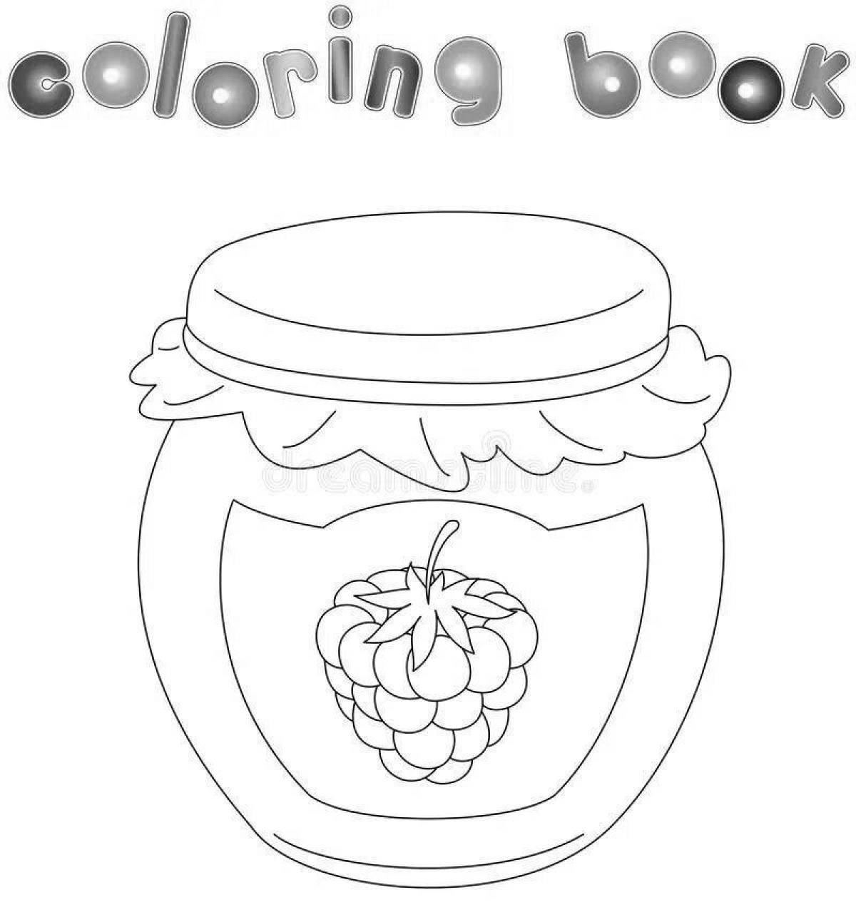 Coloring book sunny jar of jam