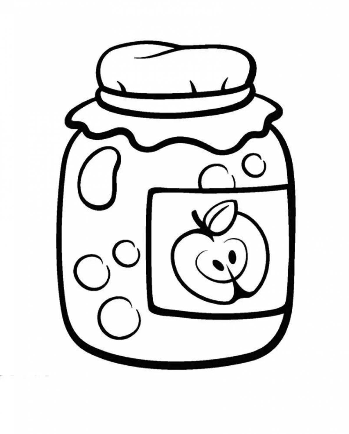 Coloring smooth jar of jam