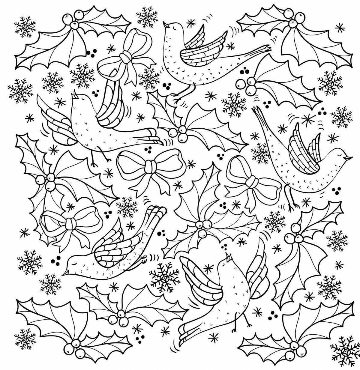 Dazzling Christmas pattern coloring pages