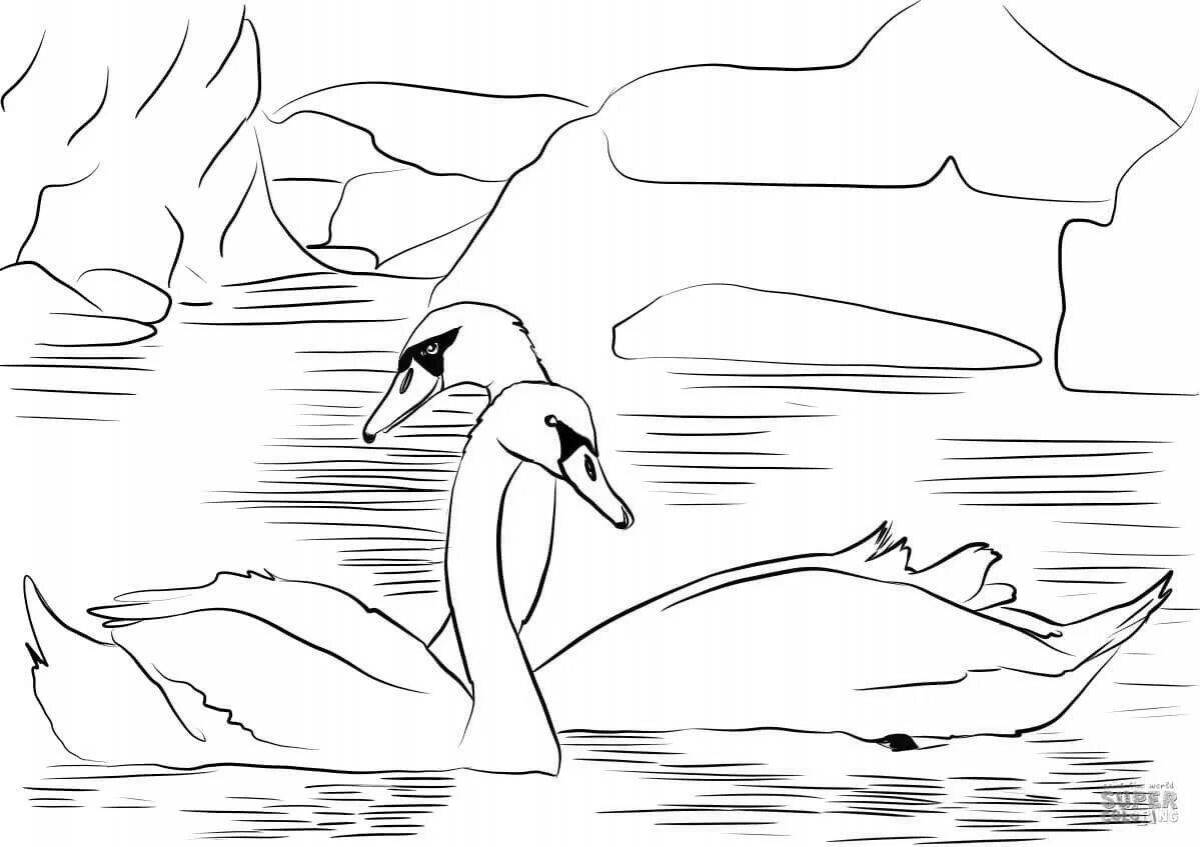 Coloring page poetic swan lake