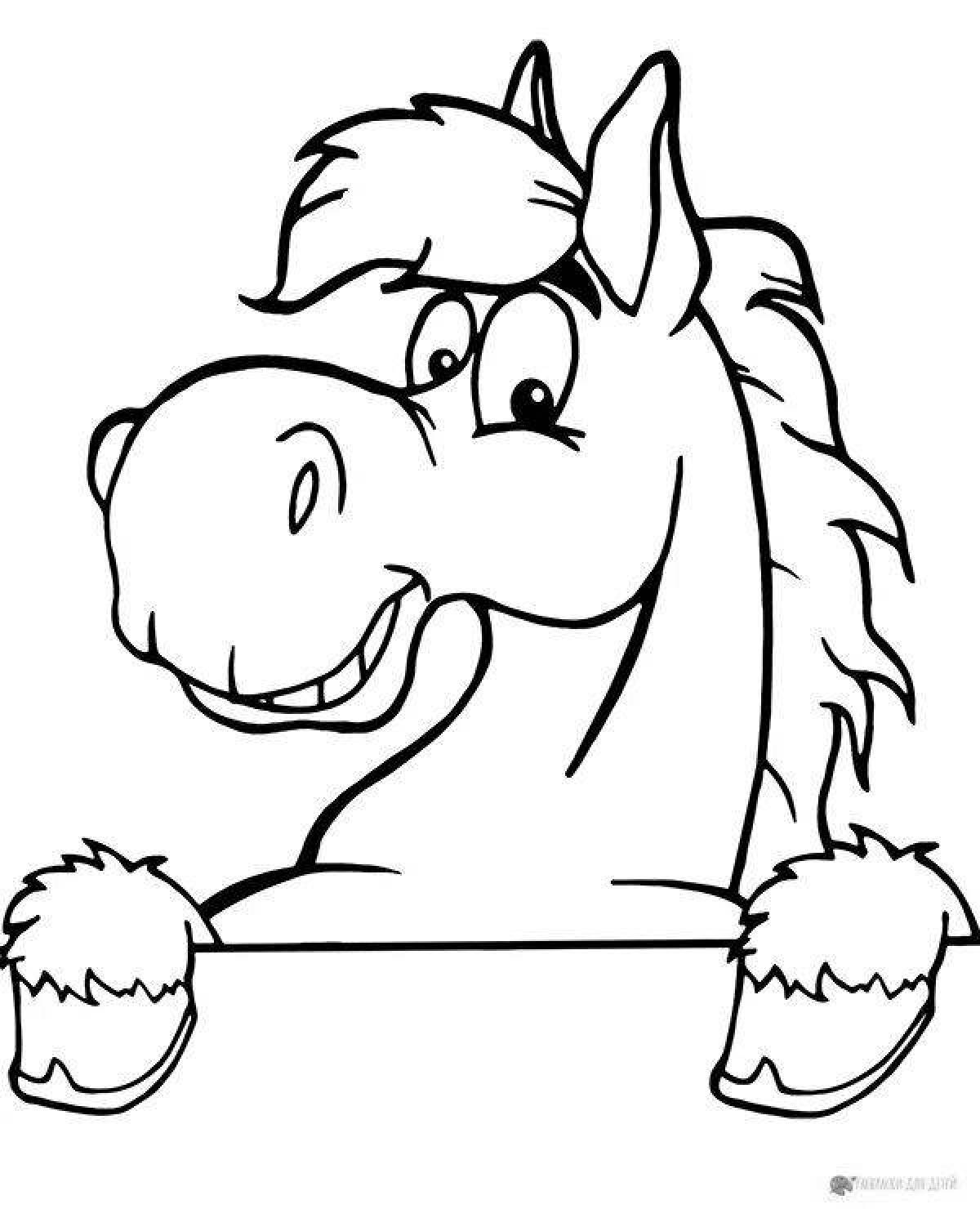 Adorable horse face coloring page