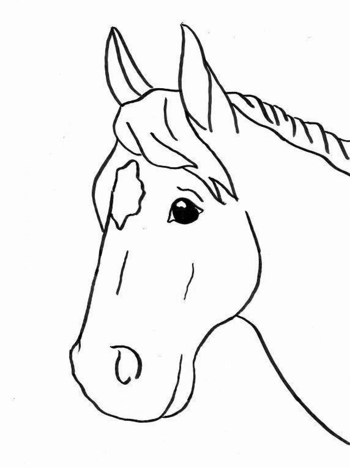 Tempting horse face coloring page