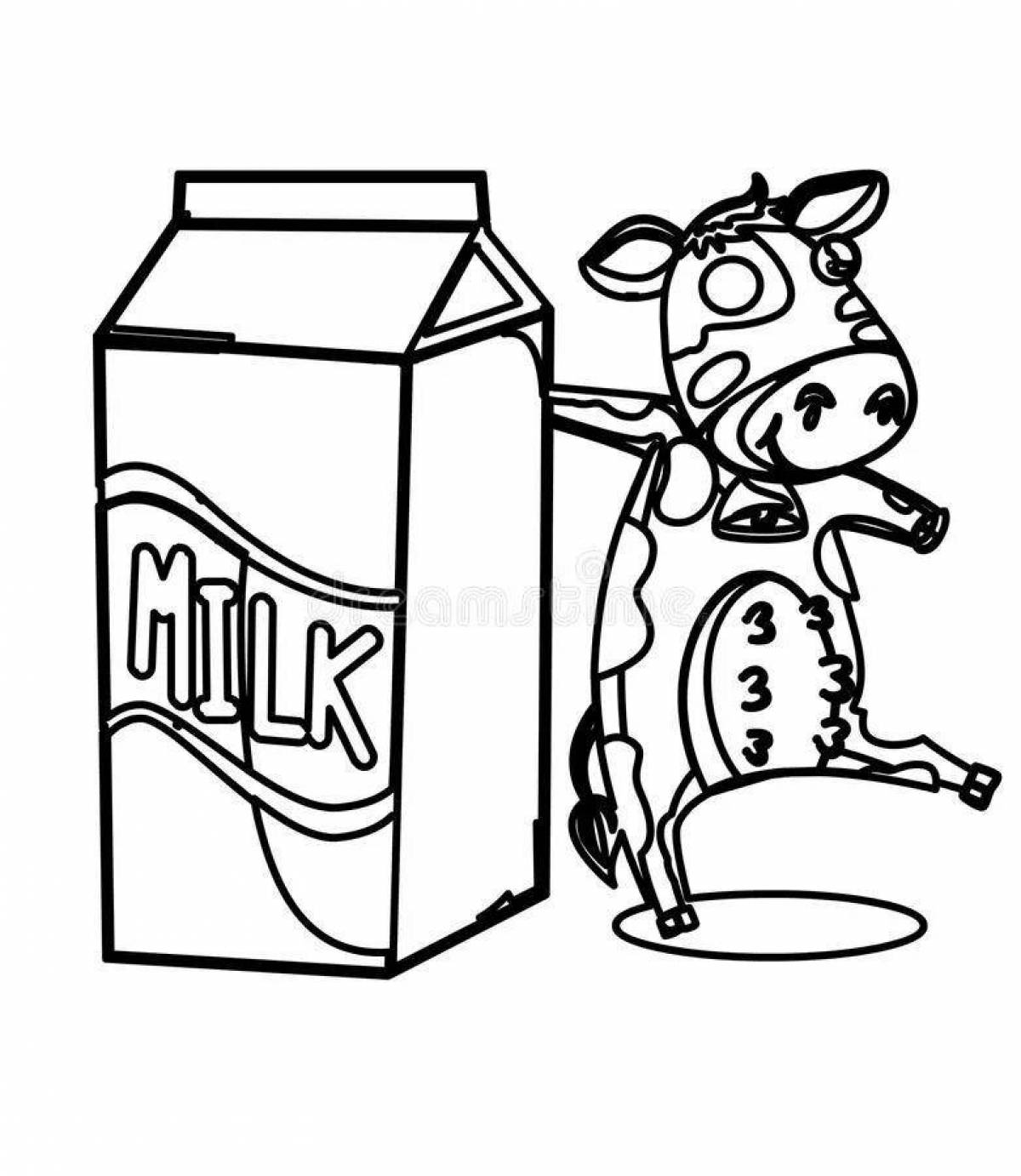 Очаровательная страница раскраски с ходячим молоком