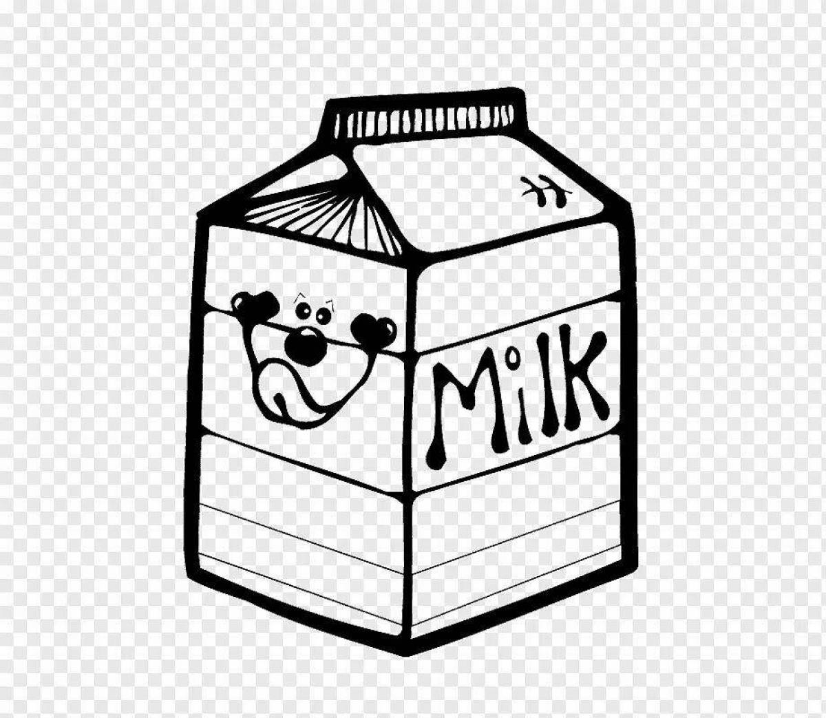 Блестящая страница раскраски «ходячее молоко»