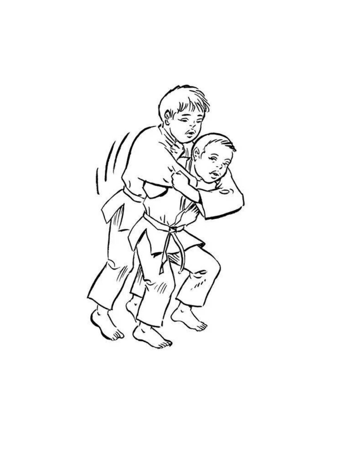 Colorful jiu-jitsu coloring page