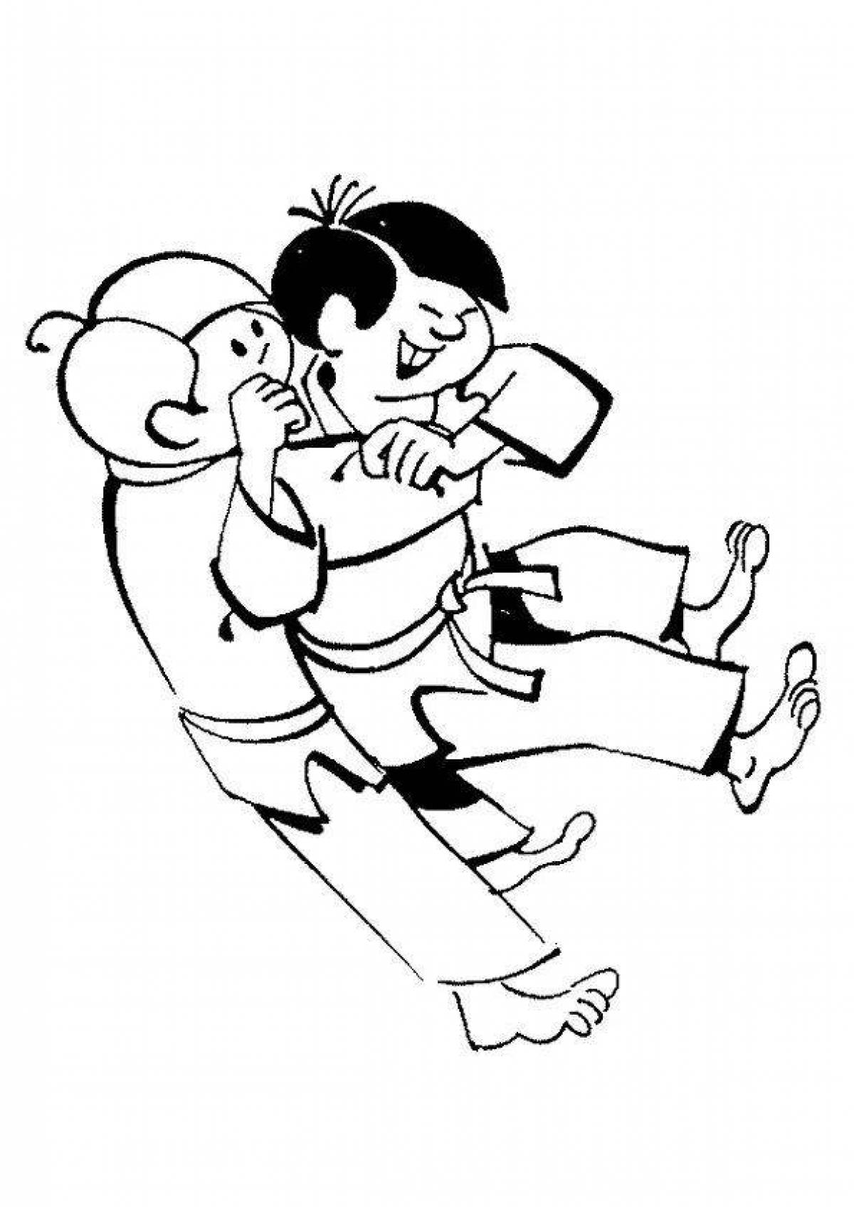Intriguing jiu-jitsu coloring page