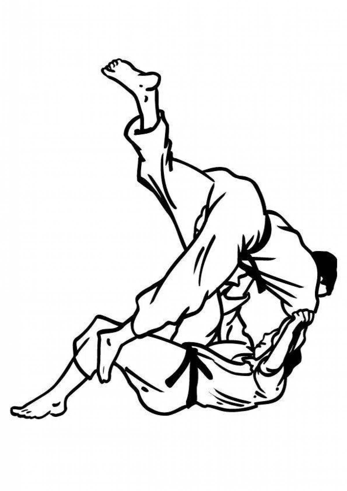 Adorable jiu-jitsu coloring page