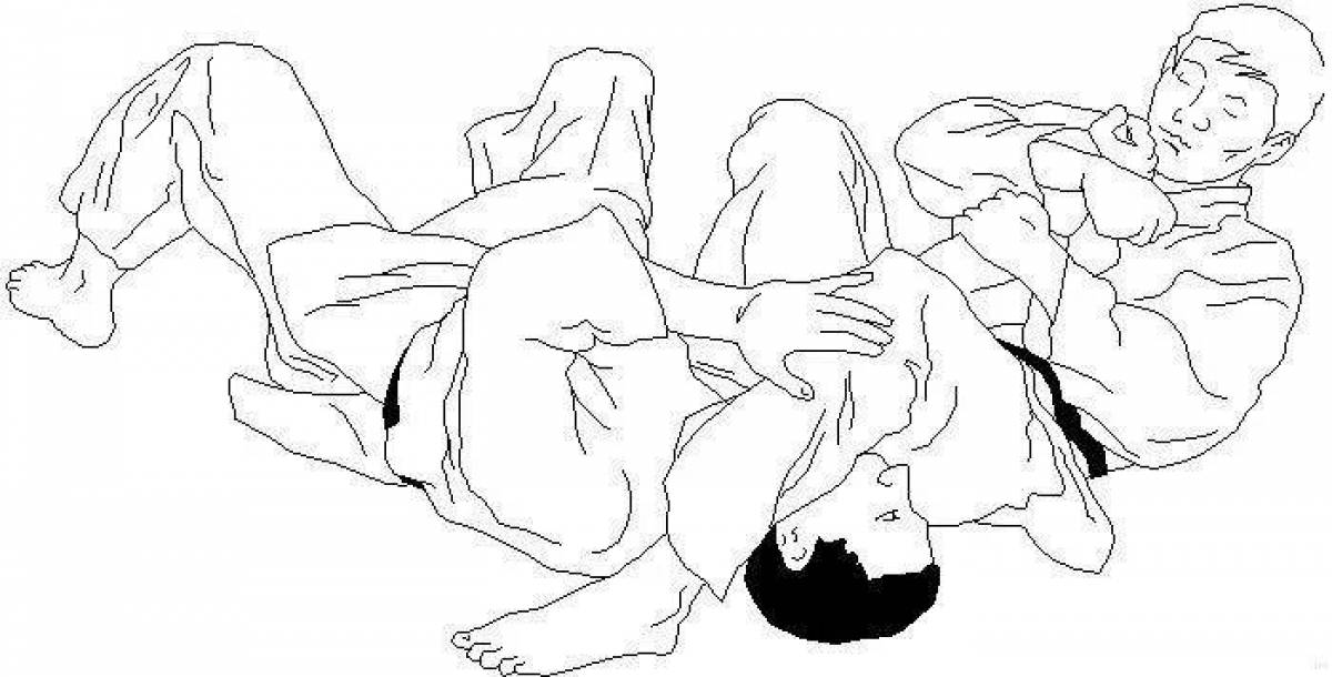 Dynamic jiu-jitsu coloring page