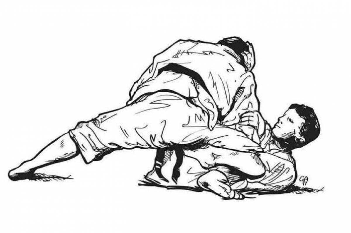 Animated jiu-jitsu coloring page