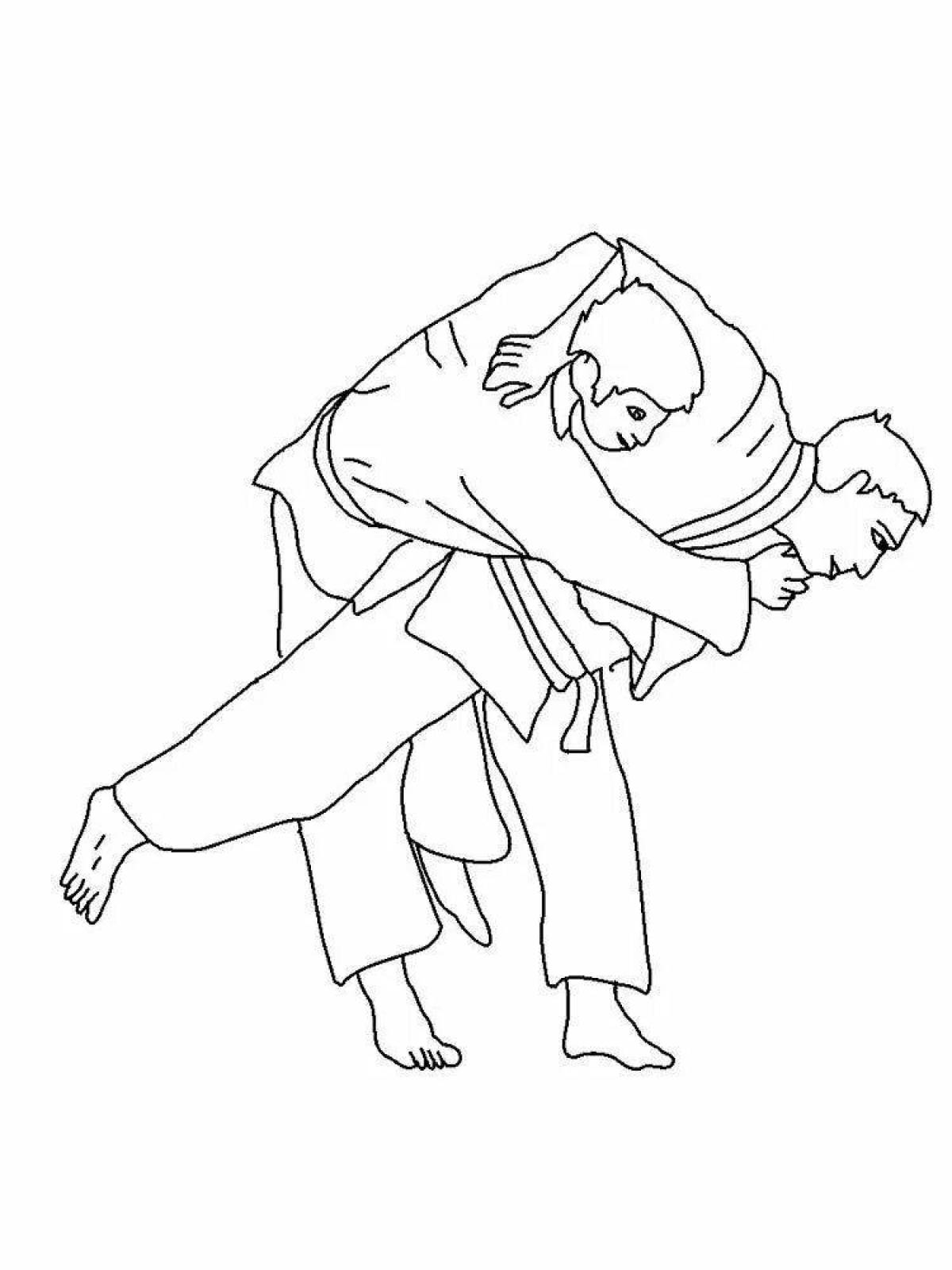 Playful jiu-jitsu coloring page