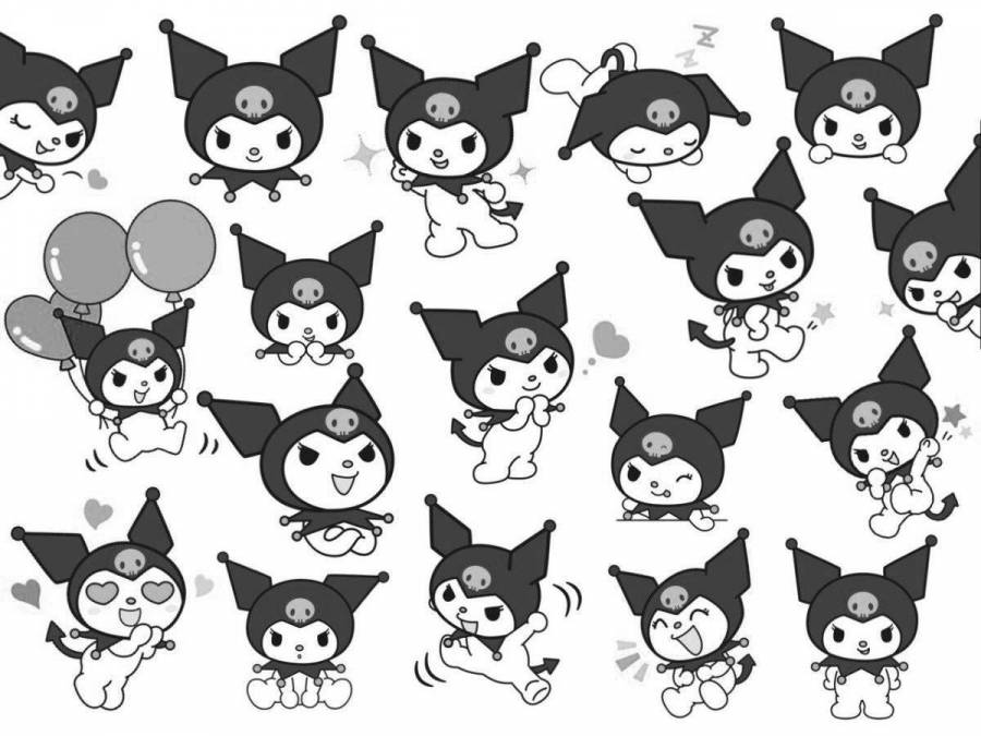 Coloring Pages Kuromi stickers (18 pcs) - download or print for free #12356