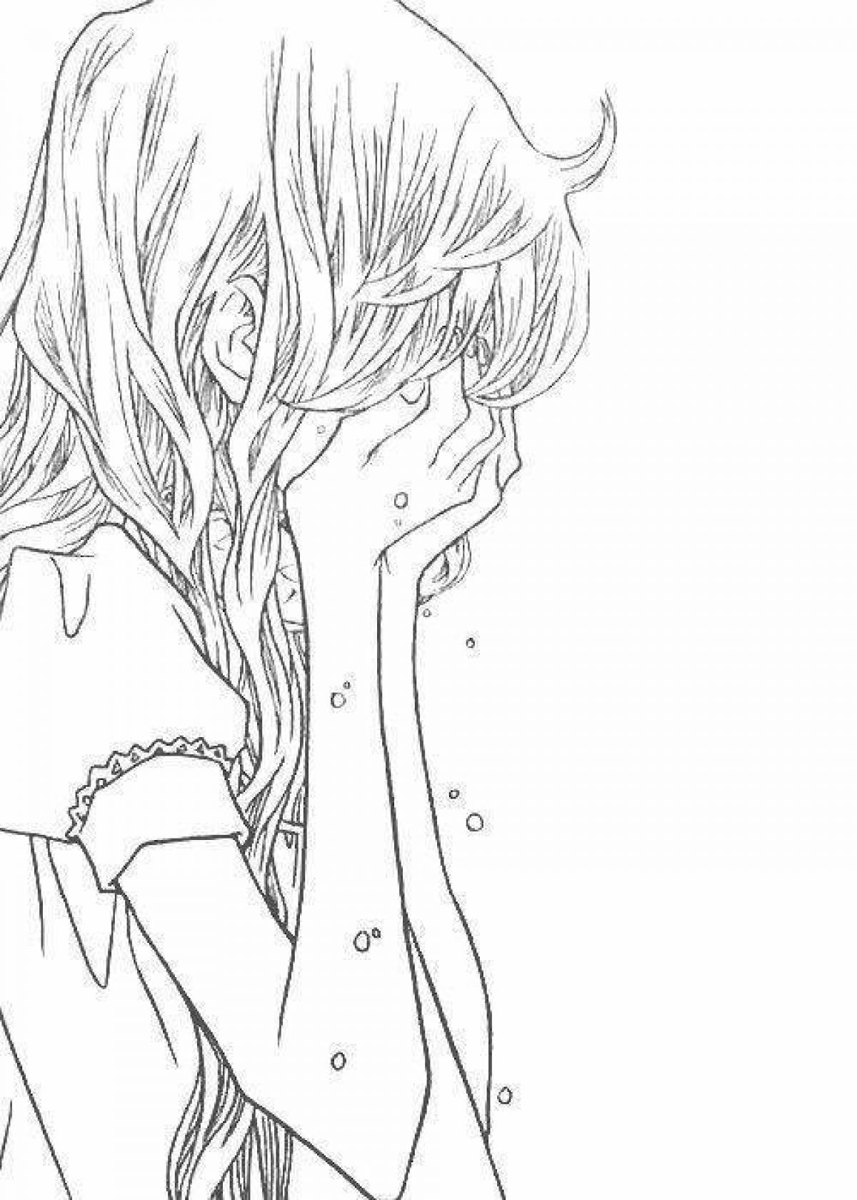 Рисунок плачущей девушки аниме